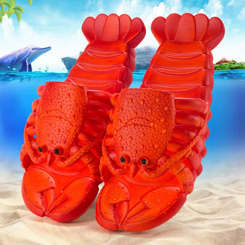 

Unisex Plus Size Lobster Slippers Women Funny Animal Flip Flops Men s Summer Footwear Children s Cute Beach Slipper CN24-25(insole15cm) зелёный