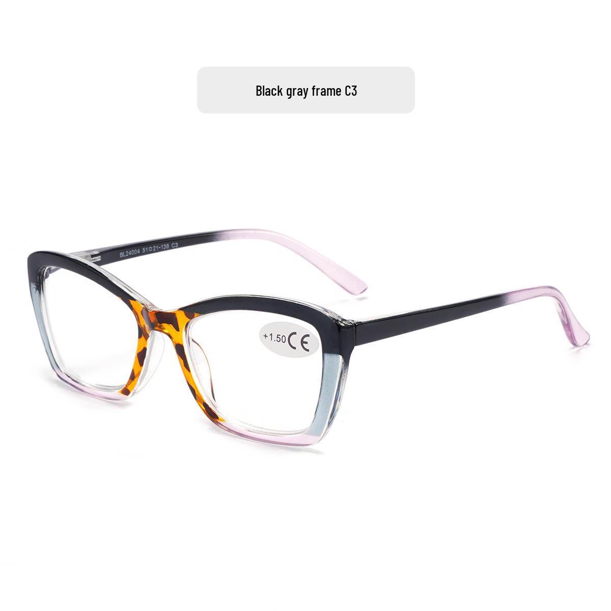 

European & American Cat-eye Reading Glasses: High-End, Anti-Fatigue, Spring Hinge for Women, Ideal for Middle-aged & Elderly +350