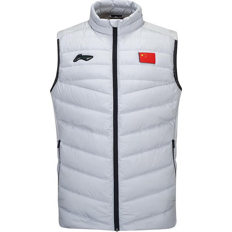 

Li-Ning Comfortable Casual Simple Zipper Stand Collar Warm Vest Men vest Coin-Gray AMRU061-2 S