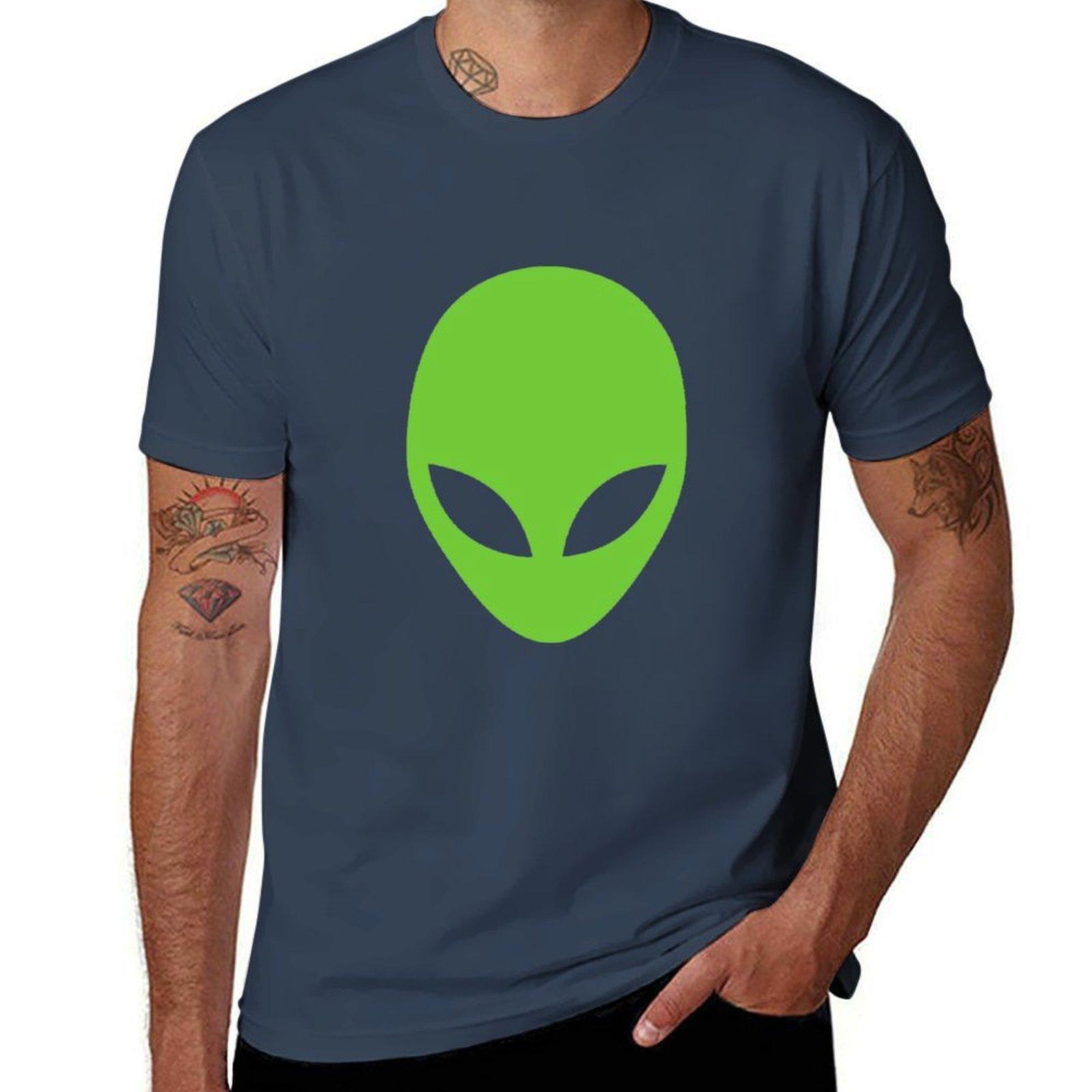 Alien Green Alien Head Shot Tshirt Summer Print Short Sleeve Tee S