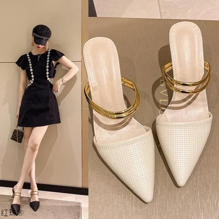 Sandals Women 2026 Summer High Heels Slippers Pu Heeled Sandals Stiletto Ladies Shoes Fashion Female Shoes Pumps