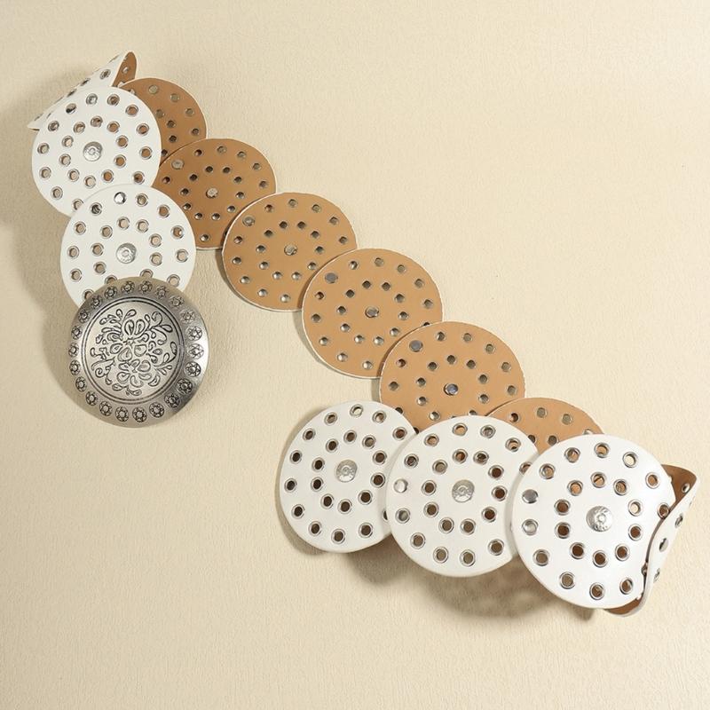 Adult Relief Round Buckle Waist Belt Adjustable Exaggerated Personality Waist Belt for Men Teenagers Coat Dress