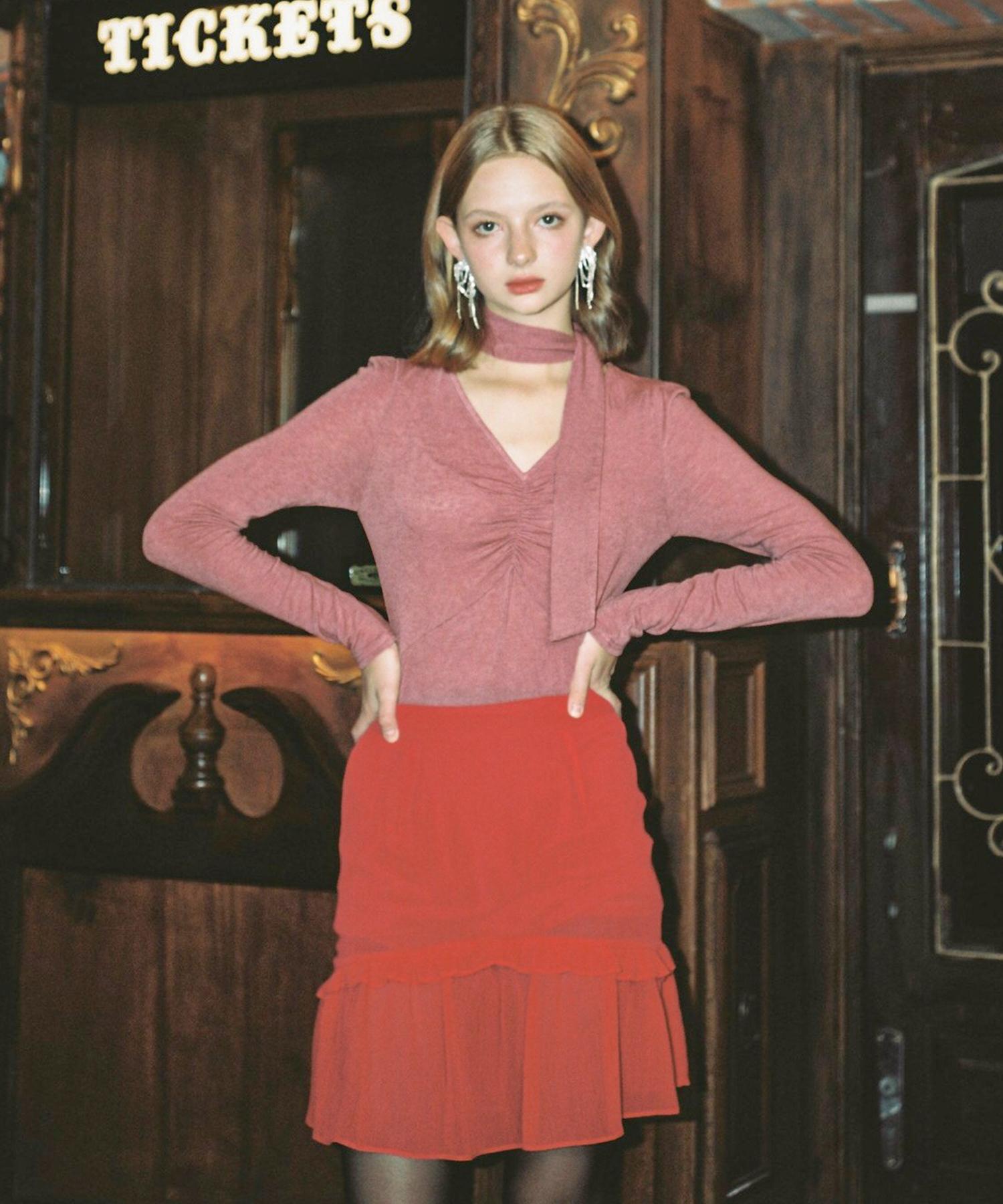 Salon De Yon Scarf Shirring T_ Pink Pink/Free