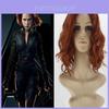 Peruca Curta Cacheada Sintética Cosplay Luxuosa Viúva Negra Natasha Romanoff Para Perfeição Máxima do Traje