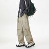 Autumn and winter elastic pure cotton overalls wear-resistant multi-bag fashion simple paratrooper pants men's loose straight wide-leg casual pants
