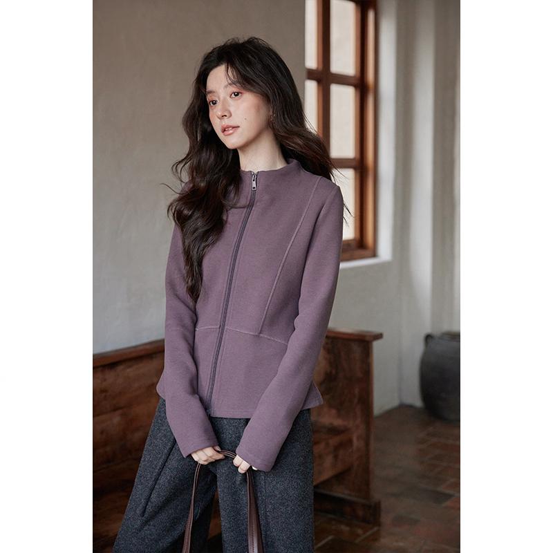 

Yimeng 2026 Spring & Autumn Korean Style Elegant High-End Zipper Long Sleeve Women s T-Shirt Small