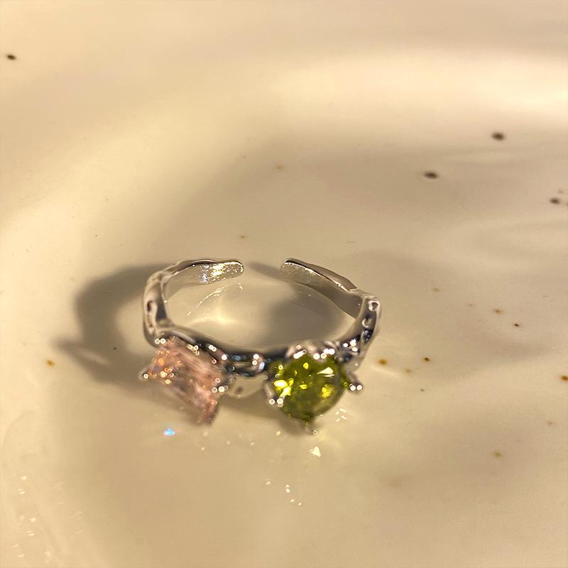 PANJBJ 925 Sterling Silver Multicolour Zircon Ring for Women Girl Fashion Sweet Versatile Jewelry Birthday Gift Dropshipping