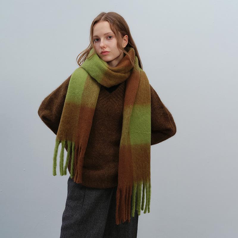 Sciarpa a quadri in cashmere nuova alla moda per donna, invernale, spessa, calda, grande scialle, pashmina, sciarpe con nappe, morbida coperta, bandana, scaldacollo spesso