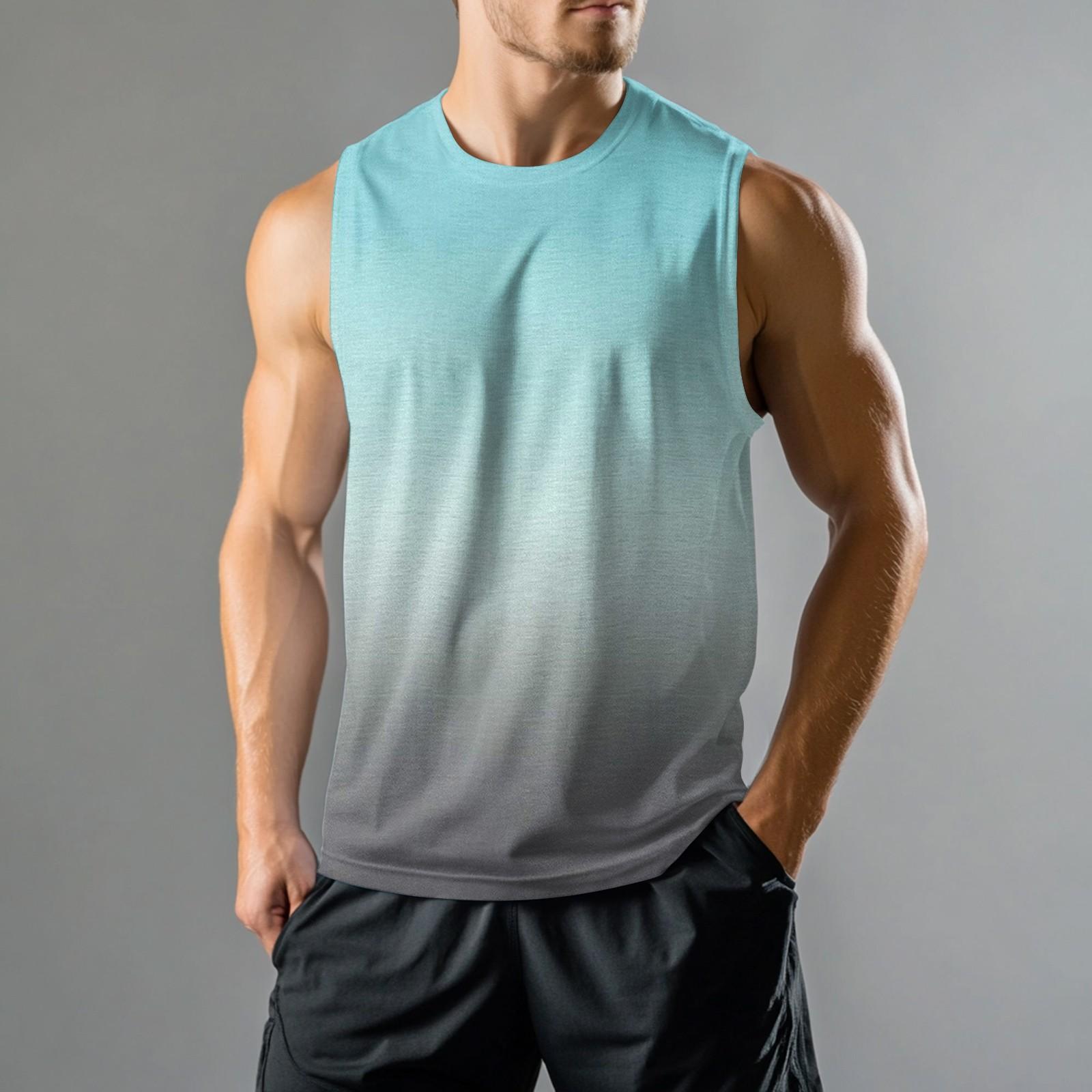 

Мужской спортивный повседневный жилет без рукавов с градиентным принтом XXL