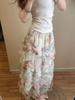 Reinforcement Nail Pearl Patchwork Printed Mesh Cake Dress Half Skirt for Girls New Hollow Out Long Dress