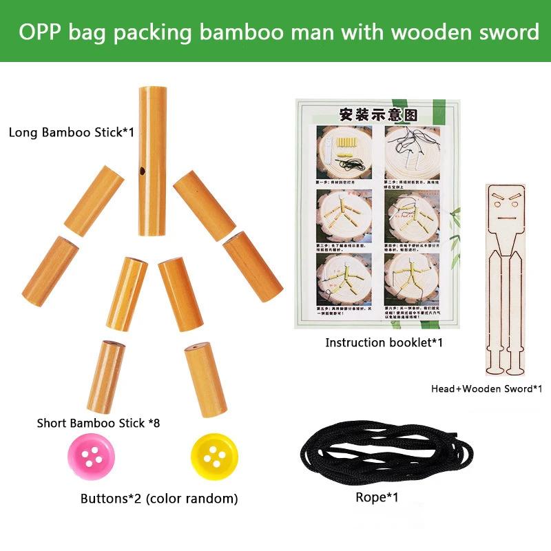

DIY Small Bamboo Man Two Player Battle Fun Interactive Party Games Educational Toy Desktop Thread Puppet Games Competition