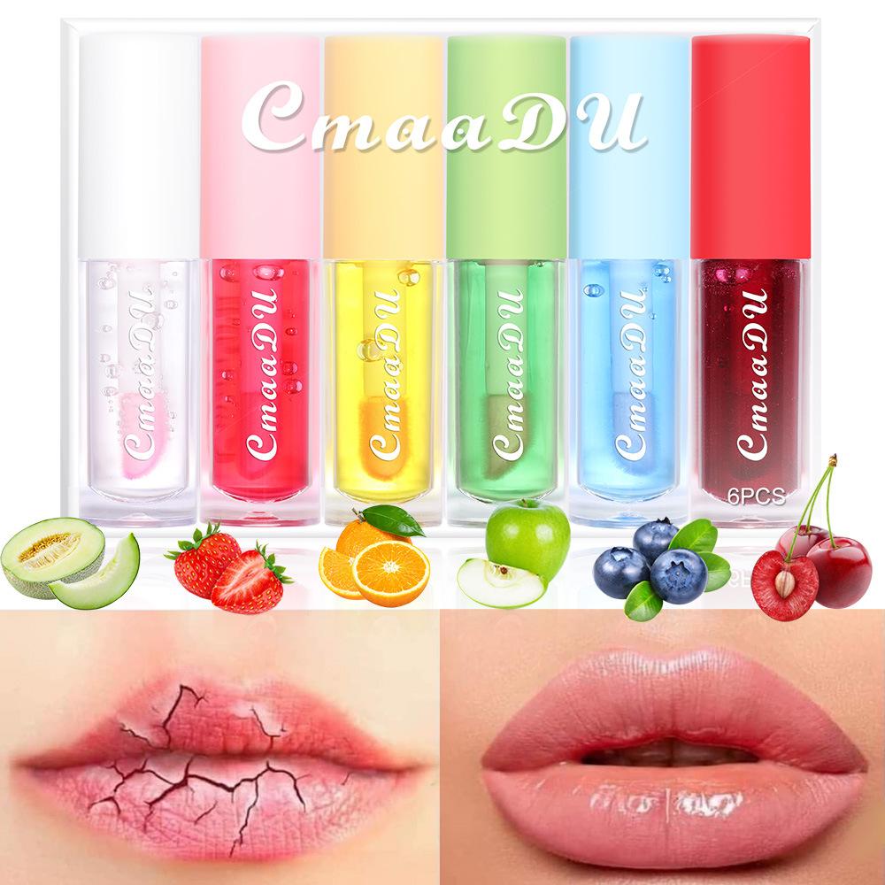 

CmaaDu 6 Fruit Fruit Food Change Глазурь для губ без чашки 6pcs