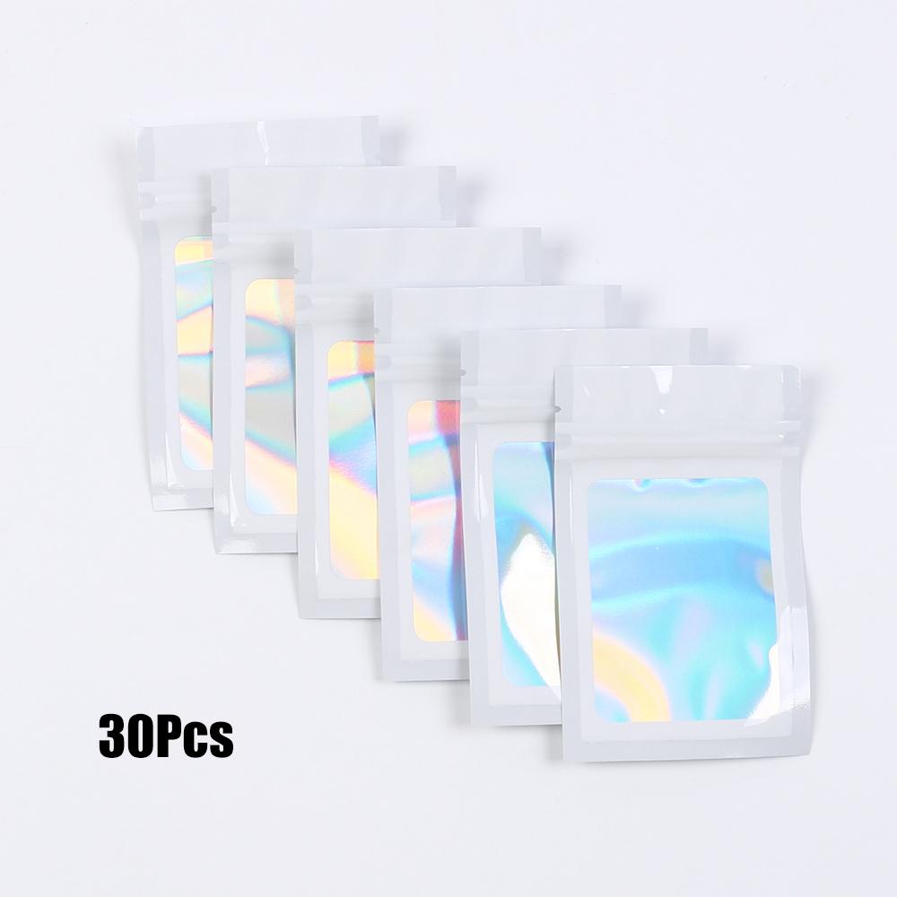 30 stuks Holografische Ziplock Zak Hersluitbaar Laser Plastic Afdichtbare Zakken Sieraden Voedsel Snoep Cadeau Kleine Bedrijfsverpakking