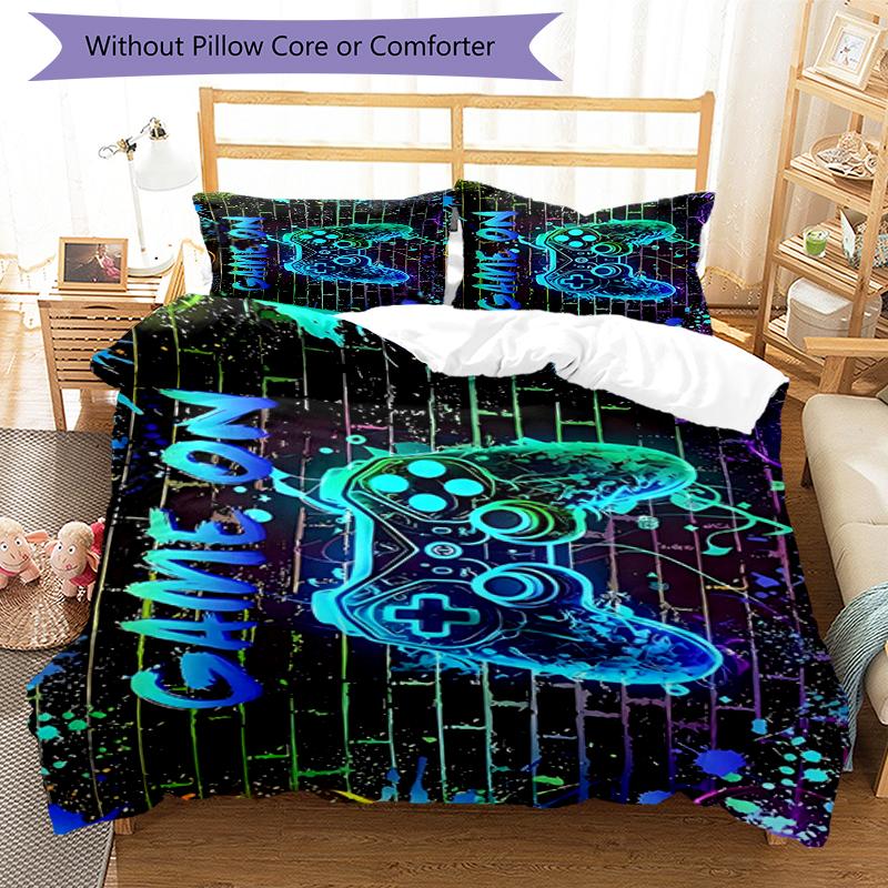 3pcs Game Controller Bedding Set Duvet Cover Closure Includes 1 Duvet Cover & 2 Pillowcases, Soft and Comfortable for All Seasons.