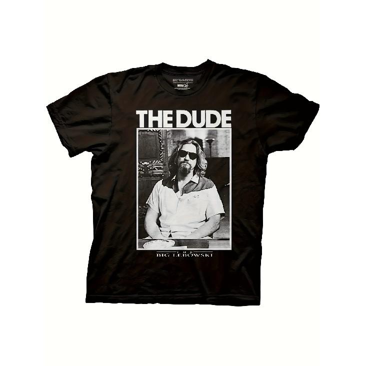 PEACET-shirt Grafica da Uomo The Big Lebowski - Design The Dude con Citazione Wade Through the Streets, Maglietta Nera Casual Girocollo, Vestibilità Regolare, Lavabile in Macchina