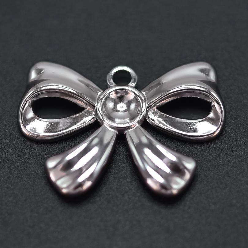 5pcs Girl Bows Pendant Fashion Stainless Steel Pendants For Jewelry Making Charm Handmade Necklace Earrings Bracelets Materials
