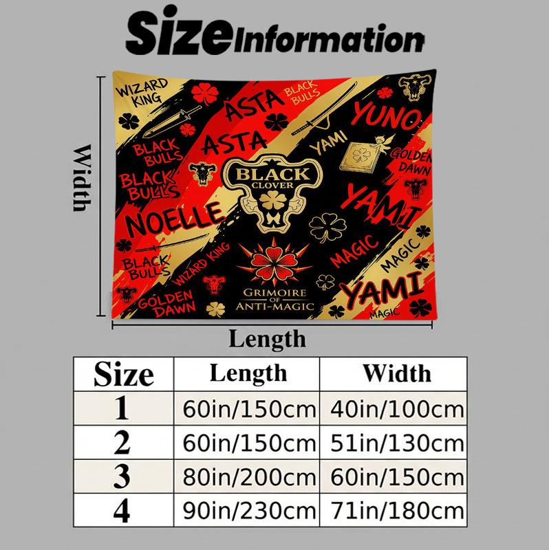 Black Clover Wandteppich Ästhetischer Wandbehang Bedruckter Stoffdecke Dekorative Wandteppiche Für Schlafzimmer Wohnzimmer Heimdekoration