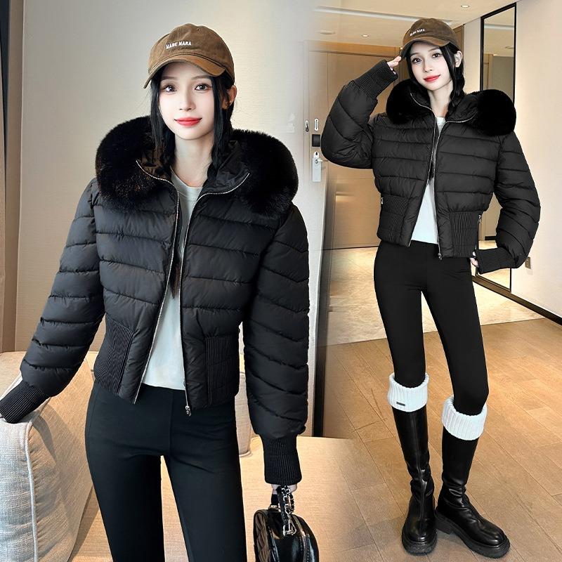High-waisted Spice Girl Slim-fit Short Jacket Removal Hat Warm Cotton Clothing Hooded Fashion Versatile Casual Clothing Jacket