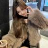 Winter Classic Temperament Lady Plush Short Coat Pure V-neck Casual Style Women's Fox Fur Coat