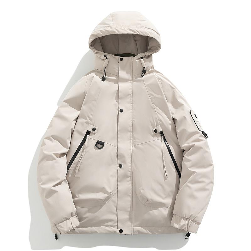 Men's White Duck Down Jacket Warm Hooded Thick Puffer Jacket Coat Casual  Overcoat Thermal Winter Parka Men