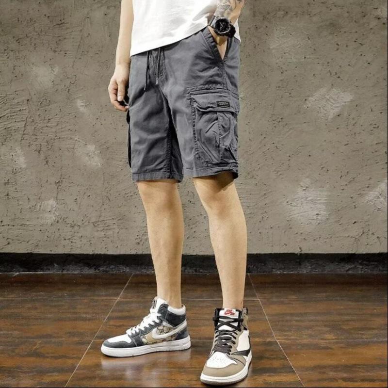 Herren Sommer 2024 Lässige Cargo-Shorts: Trendige, Mehrfach-Taschen, Leichte, Mittellange Kordelzughose