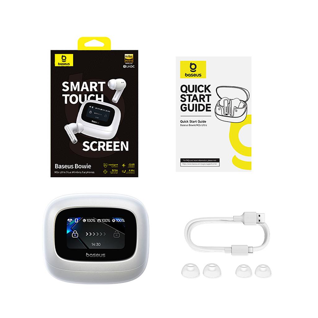 Słuchawki bezprzewodowe z ekranem Bowie M2s Ultra TWS - białe