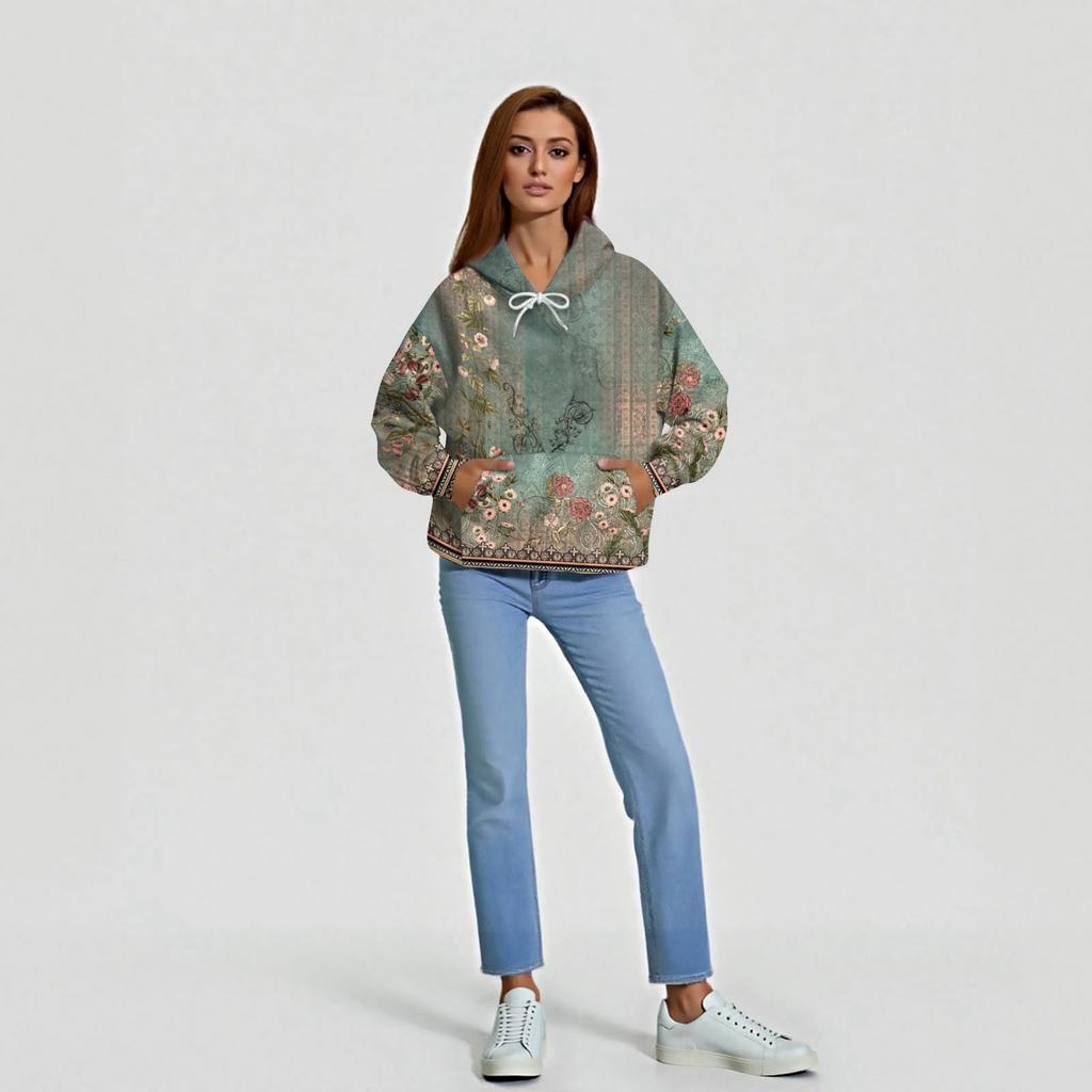Women's Fashion Daily  Casual Hoodie Long Sleeve Printed Top