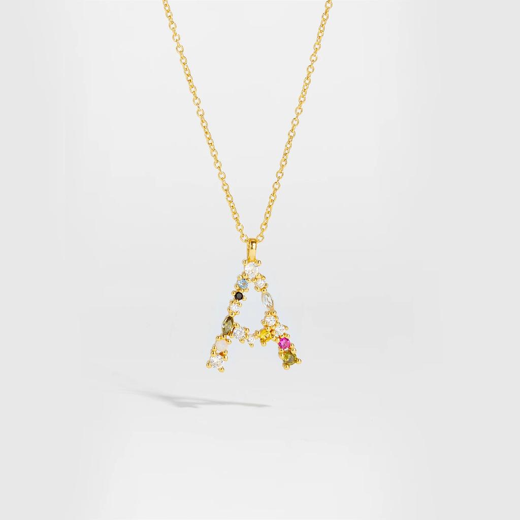 925 Sterling Silver Gold Letter M Pendant Initial F Alphabet Necklace Monogram Opals 2020 Women Accessories Jewelry