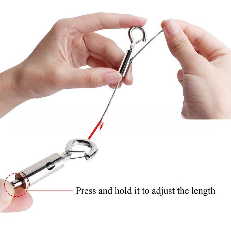 1SET 304 stainless steel suspension single double hook adjustable height insurance lighting anti-drop anti-lock wire