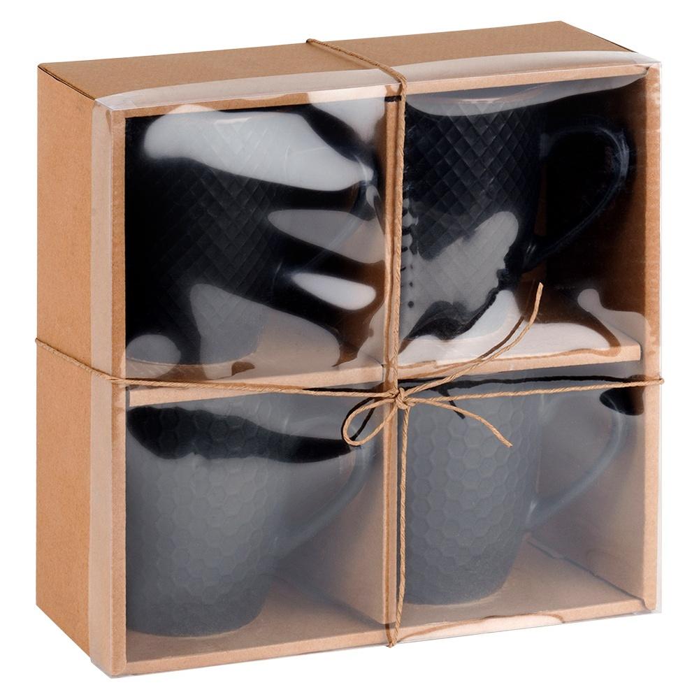 4x Black Mugs for Drinking Coffee, Tea, Herbs, Mug Set, Gift Mug