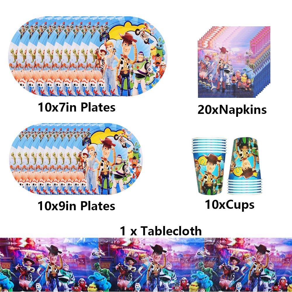 51pcs Toy Story Party Tableware kit Include Plates Cups Napkins Tablecloth