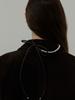 Love Me Monster Natural Pearl Leather Ribbon Necklace (L243Mnk020)