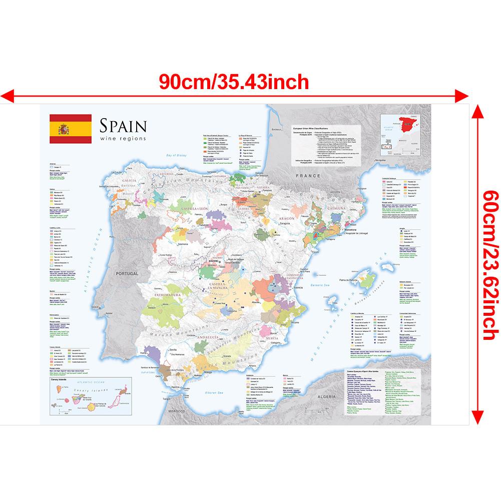 Spanish Map-Spain Map-Wine Distribution Decorative Hanging Picture for Travel,Educational Tool,Photo Shoot Background
