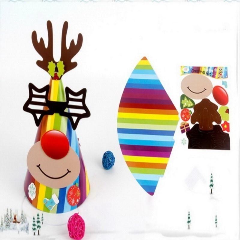 Neu 2 Stück Neuer Weihnachtshut Kinder Papier Dekorativer Hut DIY Party Weihnachtshut Weihnachts Papier H