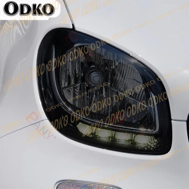 Car Headlight Protective Film Smoked Black Tint Wrap Vinyl Transparent Sticker TPU Sticker For Smart Fortwo 453 2016-Present
