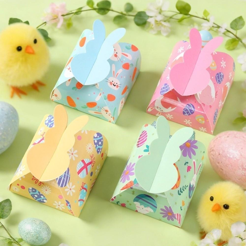 12 Pieces Cute Easter Paper Candy Box Empty Thickened Bunny Eggs Party Box Large Capacity Unique Gift Packaging Box Birthday