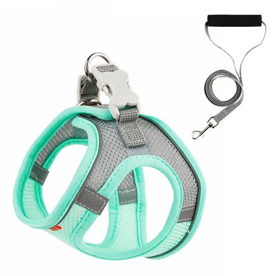 Pet Harness Leash Reflective Strip Hook and Loop Soft Fabric Pet Harness with Leash for Cat Dog