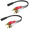 Y Connector Audio Cable 3.5mm Audio Female To 2 RCA Male Stereo Cable Compatible for TV, Smartphones, Tablets (8 Inch,2 Pack)