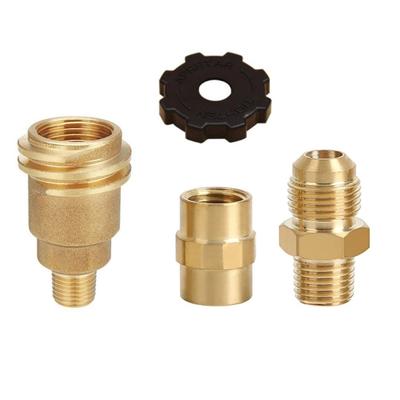 Brass Fitting Kit 3/8 Inch Flared Coupling 1/4 Thread Hydraulic System Connection for Propane Gas Appliances