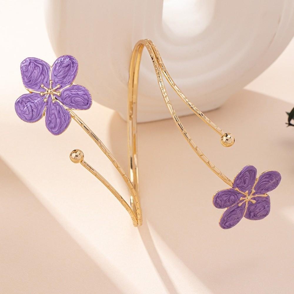 Colorful Open Arm Bangle Drip Oil Armband Exquisite Flower Bracelet  Girls