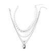 New Jewelry Exaggerated Pearl Stacked Necklace Personalized Irregular Alloy Diamond Pendant Women