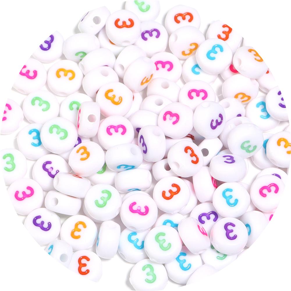 100pcs/Lot Color Acrylic Number Beads Round Flat Spacer Charm Bead for Jewelry Making DIY Bracelet Necklace Accessories