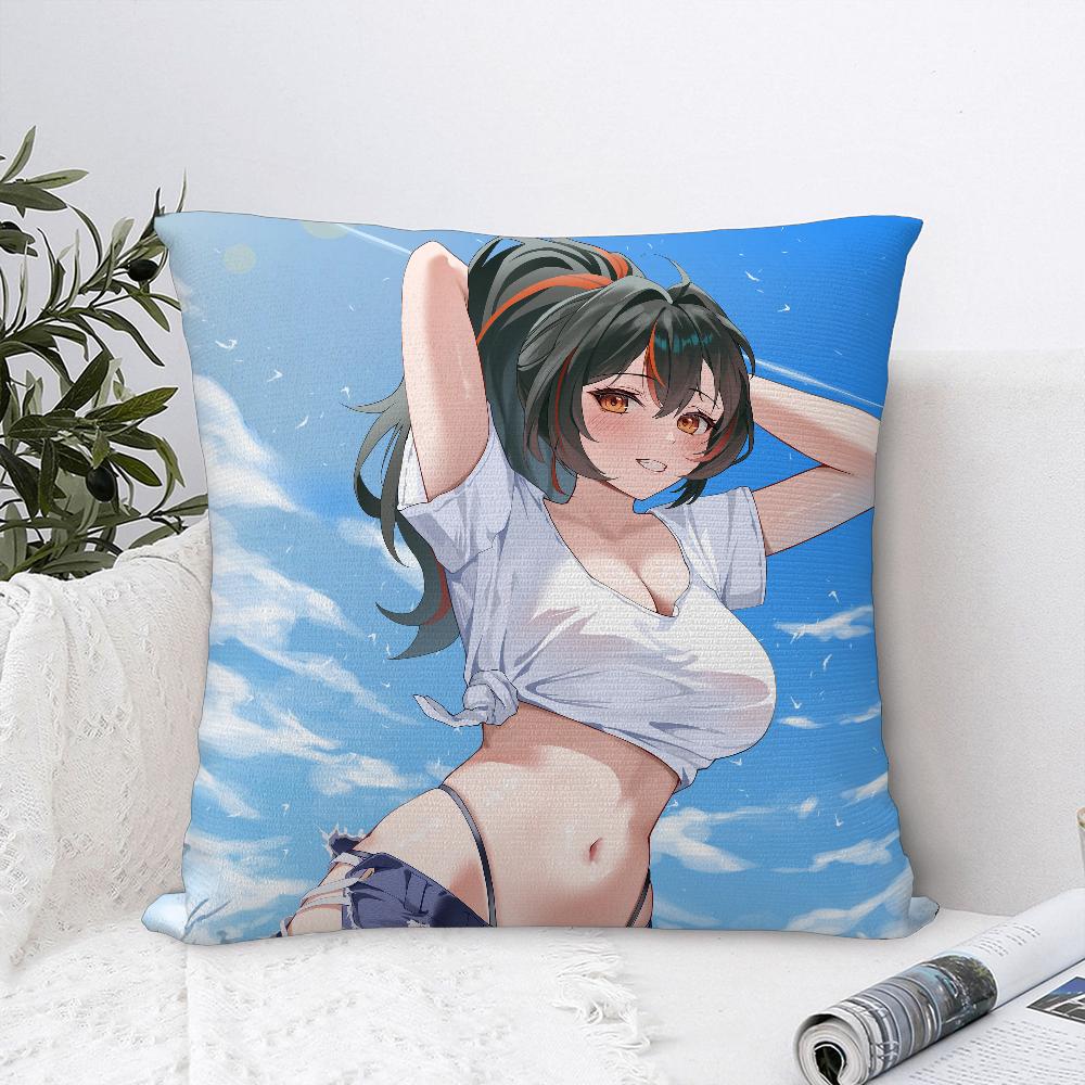 Zhu Yuan Zenless Zone Zero Pillow Case Sofa Decorative Home Double-Sided Print Plush Square Throw Pillow Covers Cushion Decor