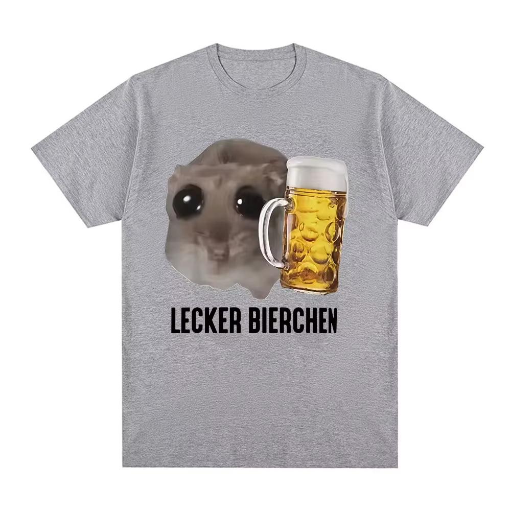 Sad Hamster Delicious Beer Funny Meme Kawaii Tshirts Unisex Women Clothing Fashion Hip Hop Tshirts Harajuku Cotton Loose T Shirts