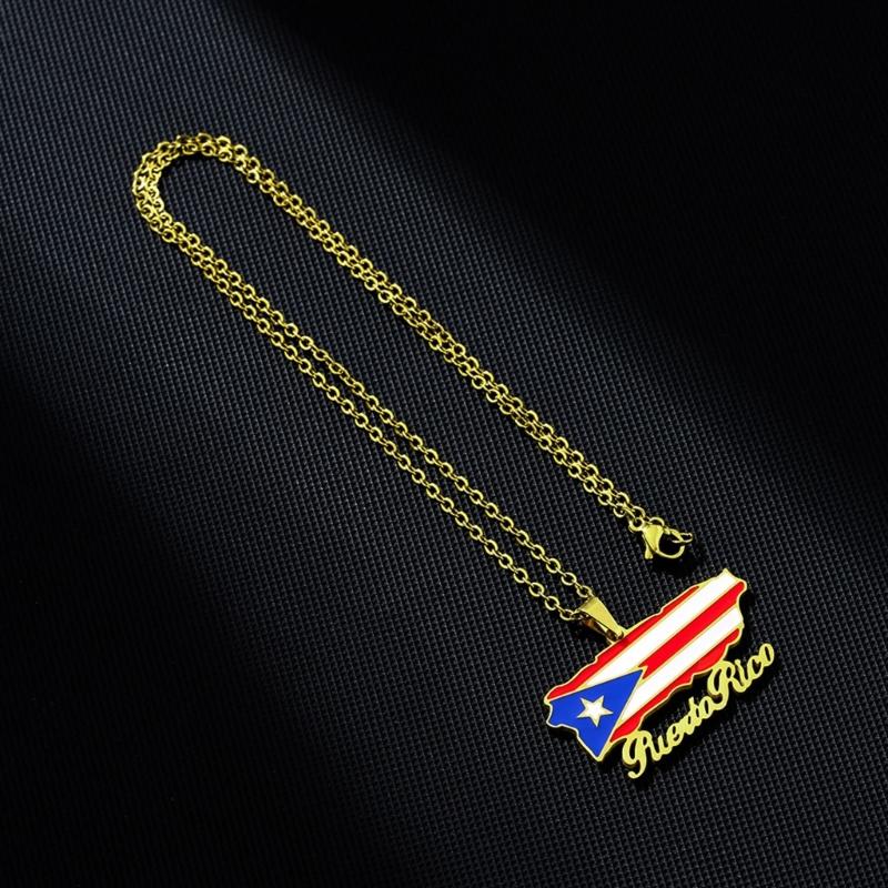 Versatile Puerto Rico Flag Pendant Necklace Puerto Rico Culture Necklace Fashion Jewelry Suitable for Various Occasion