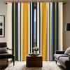 Set Of 2 Flat Printing Curtains Yellow Blue White Vertical Striped Pattern Us Style Polyester Fabric Windo Curtain With Rod Pocket