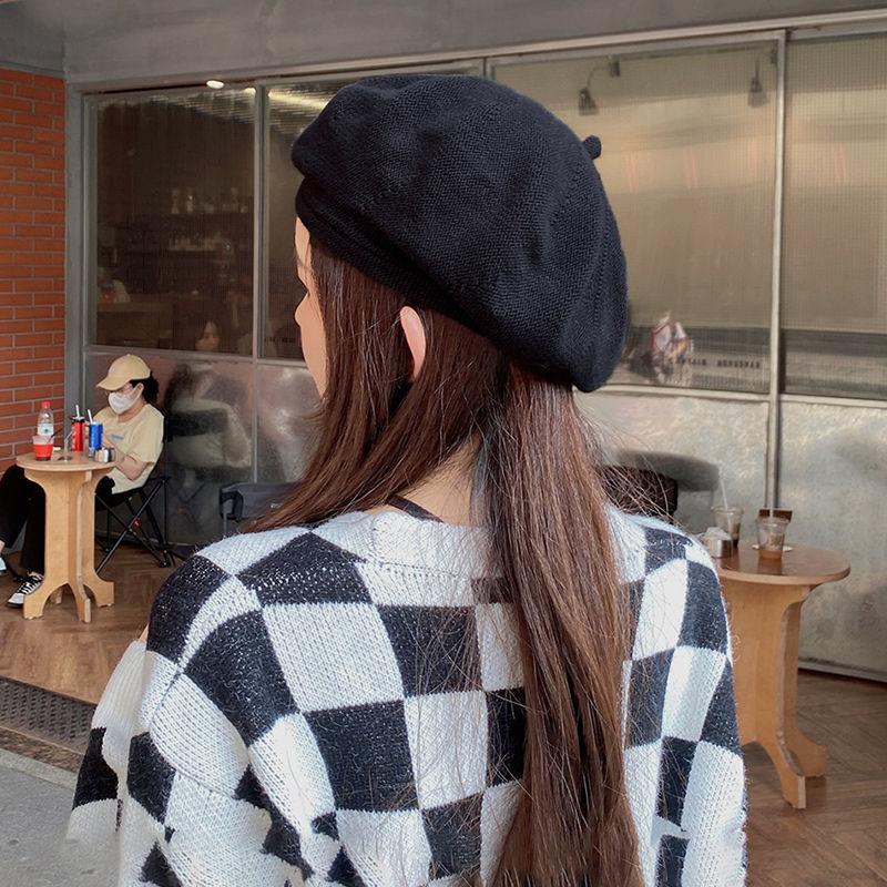 Primavera outono feminino boina gorro chapéus cor sólida artista francês respirável grande boina vintage feminino topo plano octogonal bonés