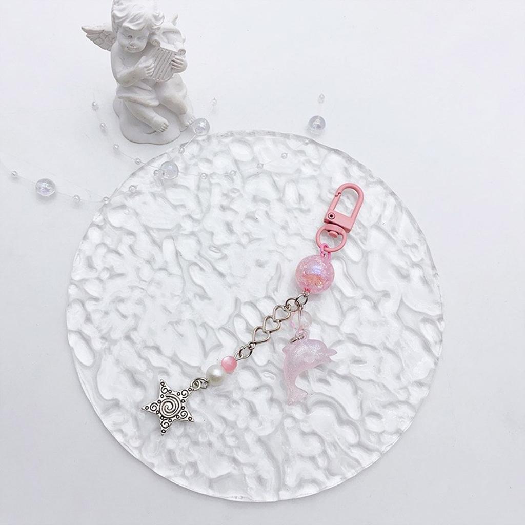 Stylish Dolphin Pendant Keychain Bowknot Phone Charm Cute Phone Chain Bowknot Keychain Pendant for Various Occasion