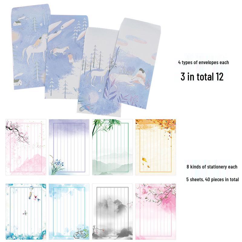 Retro Chinese-Style Love Letter Stationery Set: 16 Elegant Writing Papers for Literary Enthusiasts