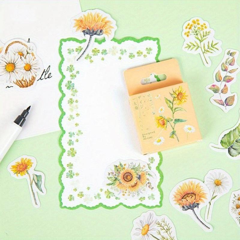 45Pcs/set Chrysanthemum and Sunflower Flowers Stickers Decorative Sticker Diary Stationery Album Sticker Flakes Scrapbooking